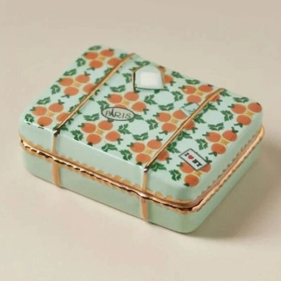 NWT! Anthropologie Tiny Treasures Trinket Box Bon Voyage Suitcase SOLD OUT - Picture 1 of 3